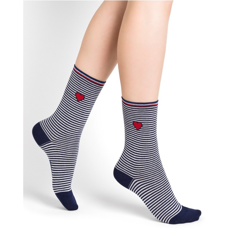 Chaussettes femme Marinière Bleu - Made in France - Cocorico